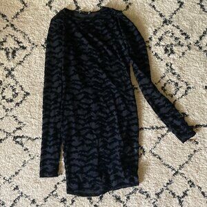 Black Boohoo Bat Mini Dress/Shirt, Sheer, Halloween, size 4P, XS